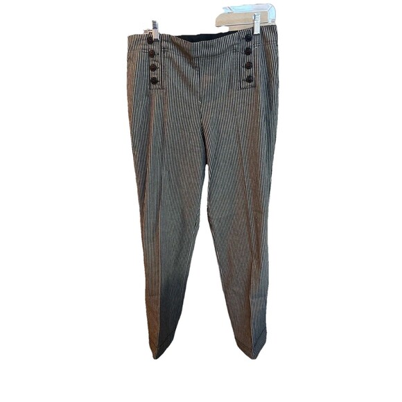 New Directions  VTG Zoot 12 Navy White Striped Sailor Button Flare Wide Leg - Picture 1 of 5